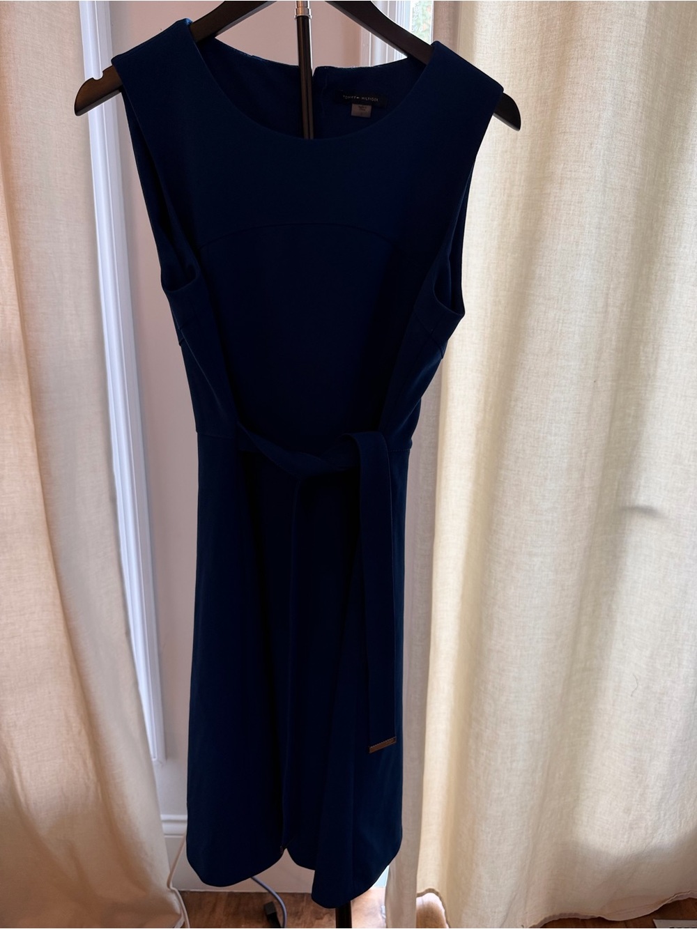 Tommy Hilfiger Blue Sleeveless Belted A-Line Dress